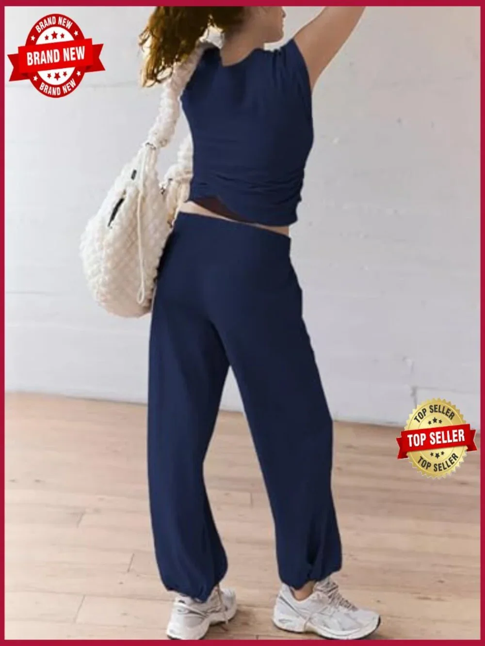 Women 2 Piece Cropped Top & Jogger Matching Loungewear Set